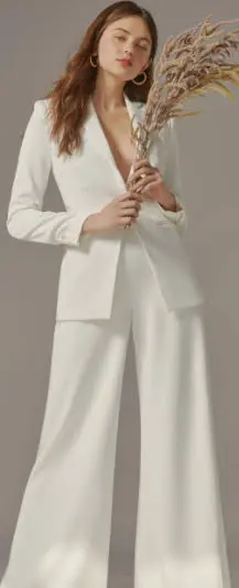 Wide leg wedding suit for bride