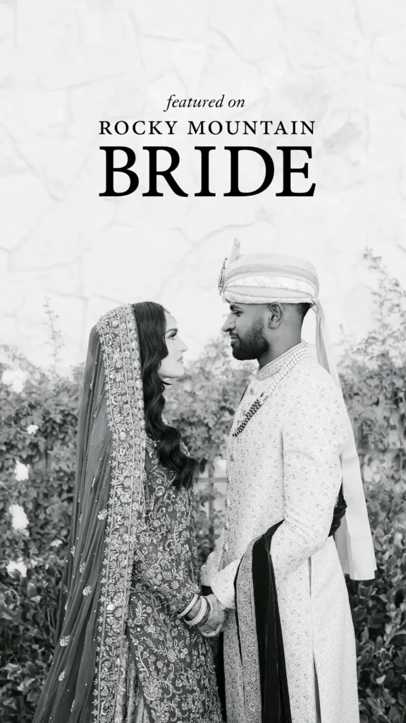 Featured on Rocky Mountain Bride – Indian wedding couple.